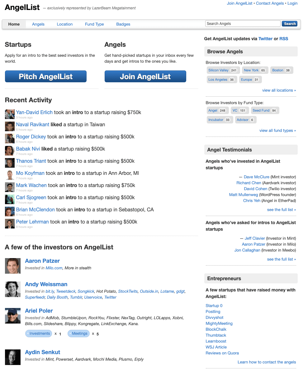 AngelList Circa 2010